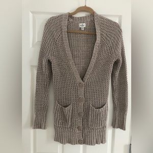 American Eagle Outfitter Cotton Cable Knit Cardigan Button Down Sweater•Tan•M
